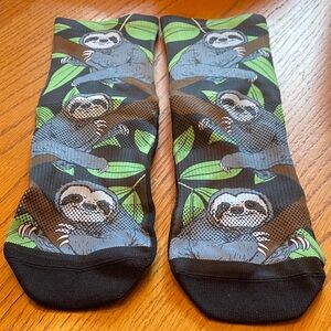 New! Outway Black Sloth Print Quarter Socks